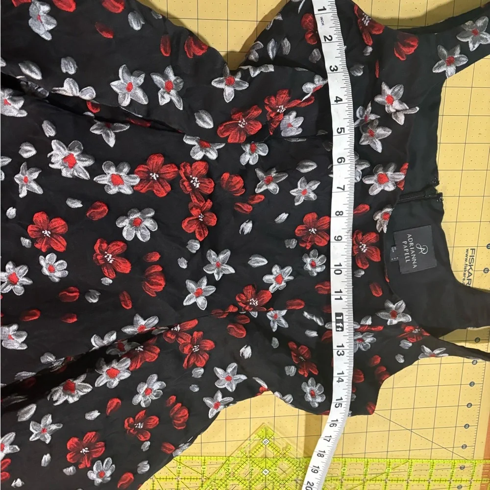 Adrianna Papell Black Dress with Red Floral Accents - Picture 9 of 10